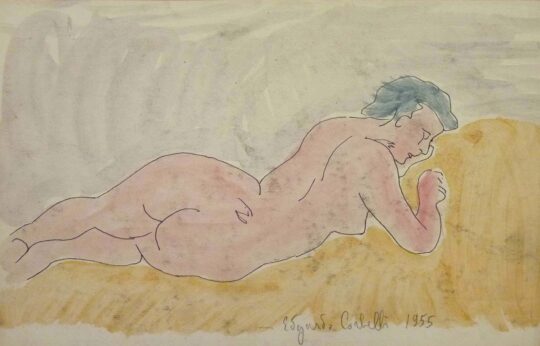 Corbelli, arte italiana, acquerello, nudo