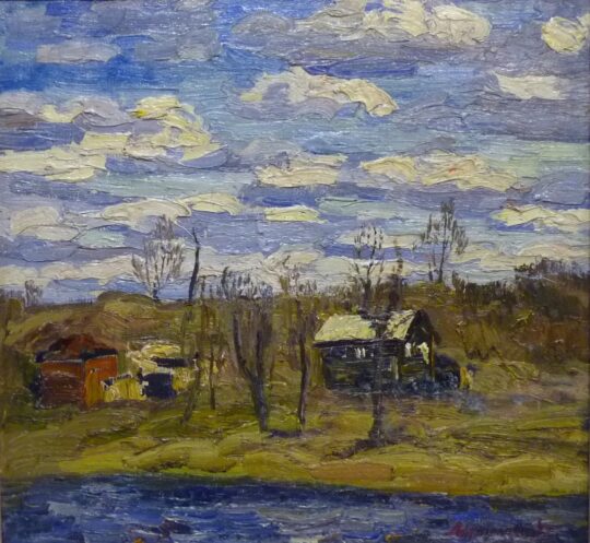 Latyshenko, arte russa, paesaggio, fiume