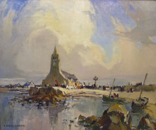 Laurent, pittura francese, mare, paesaggio, processione