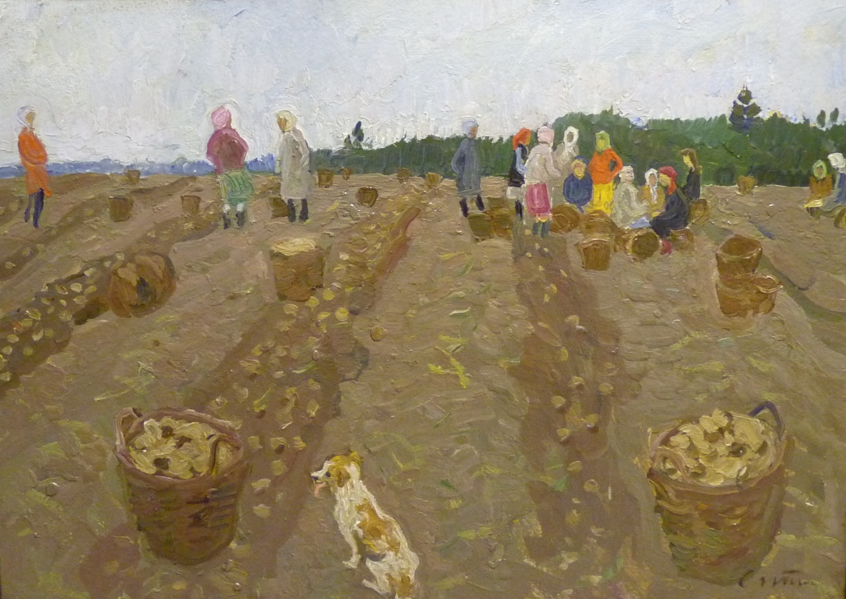Tkacev, tkachev, Russian painting, country, potato field