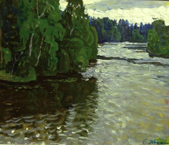Tkacev, pittura russa, fratelli Tkacev, postimpressionismo russo, Sergej, fiume, paesaggio
