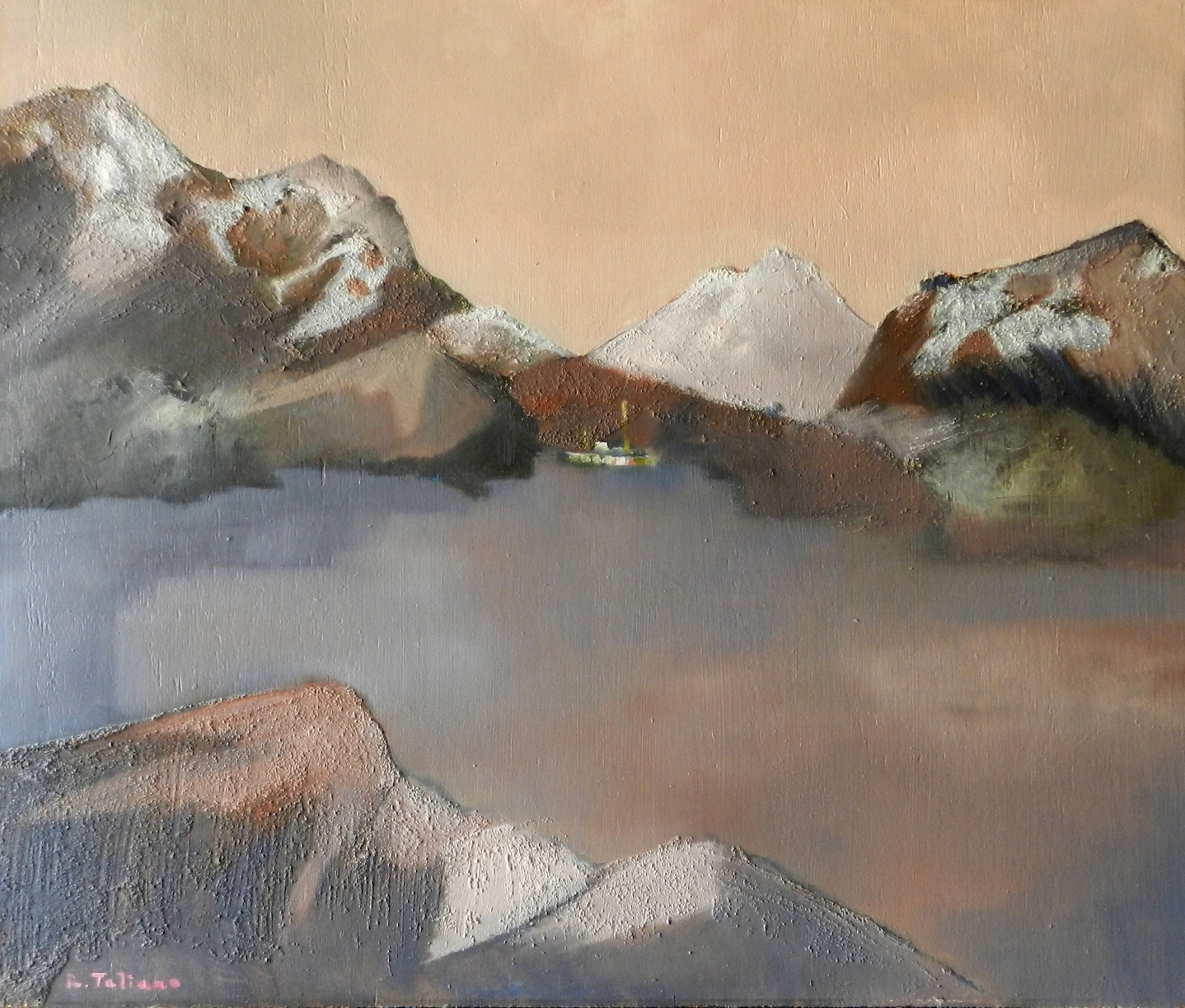 Riccardo Taliano, pittura italiana, Novecento, paesaggio, montagne, baia