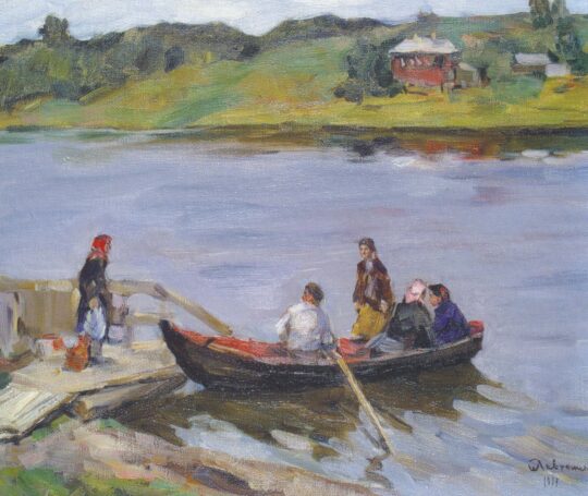 Boris Lavrenko, Russian painter, post impressionism, river