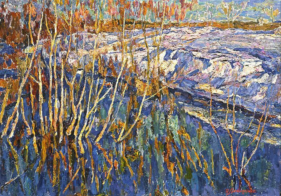 Nikolaj Latyshenko, Russian painting, flood, snow, landscape