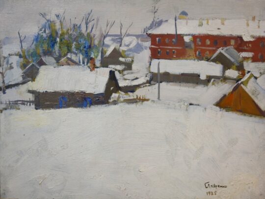 Boris Lavrenko, Russian painter, post impressionism, winter