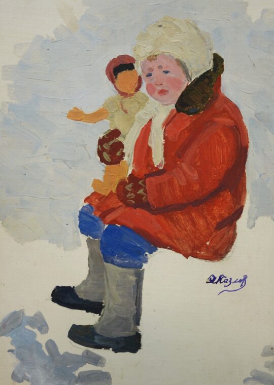 Yakov Kozlov, Russian art, painting, child, little girl, doll