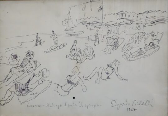 Corbelli, pittura italiana, spiaggia, mare, Varazze, Liguria