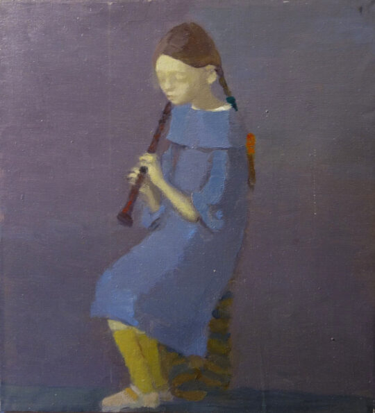 Smekalov, pittura russa, ragazza, flauto, ritratto