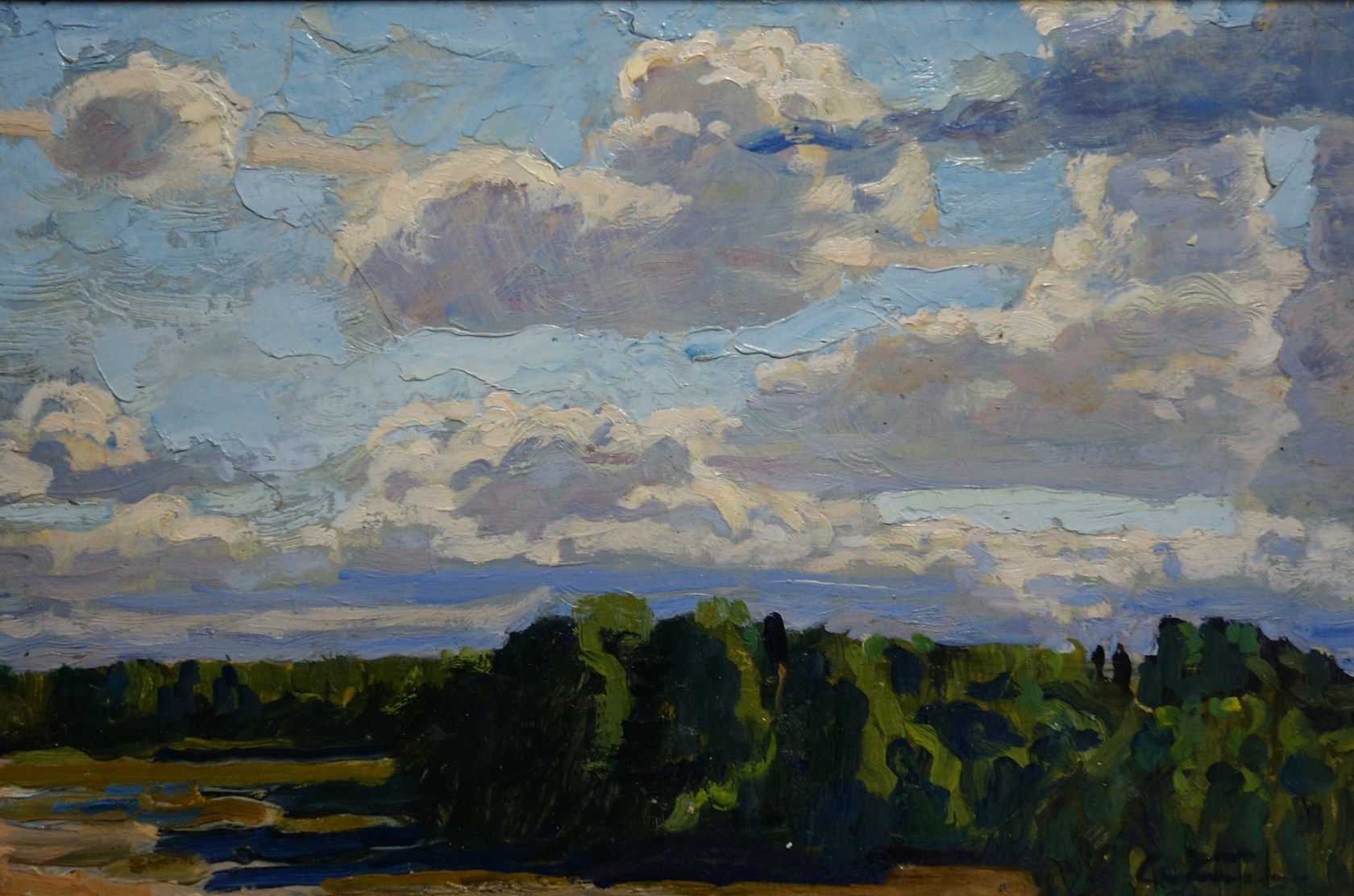 Tkacev, fratelli, nuvole, pittura russa, post-impressionismo russo, paesaggio, realismo sovietico