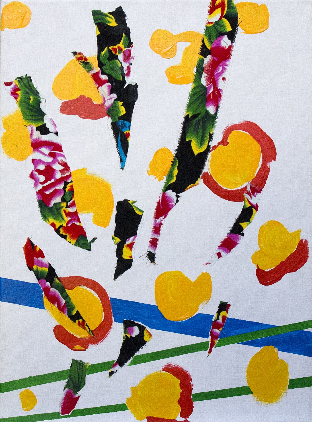 Zhang Hongmei, artista cinese contemporanea, pittura, fiore, acrilico, tessuto
