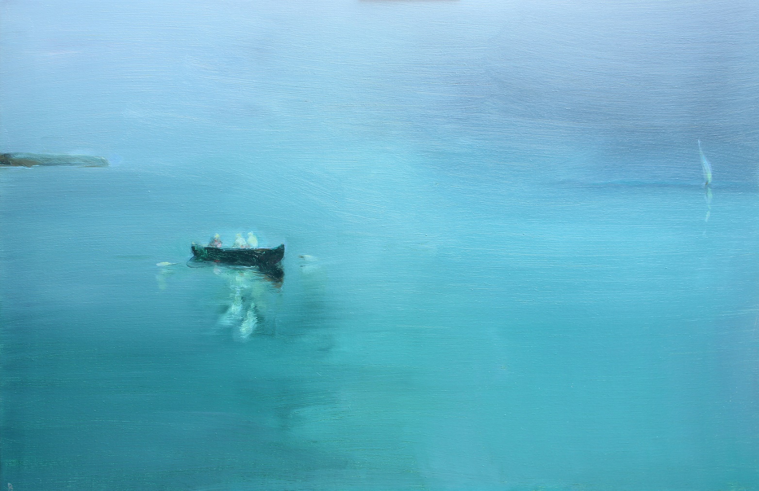Lykke Madsen, pittura danese, mare, barca, acqua, orizzonte, blu, azzurro