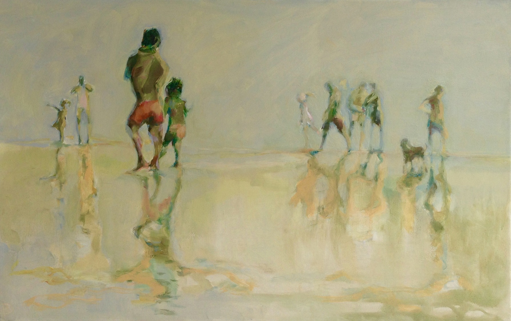 Lykke Madsen, Danish painting, contemporary art, water, beach, reflections