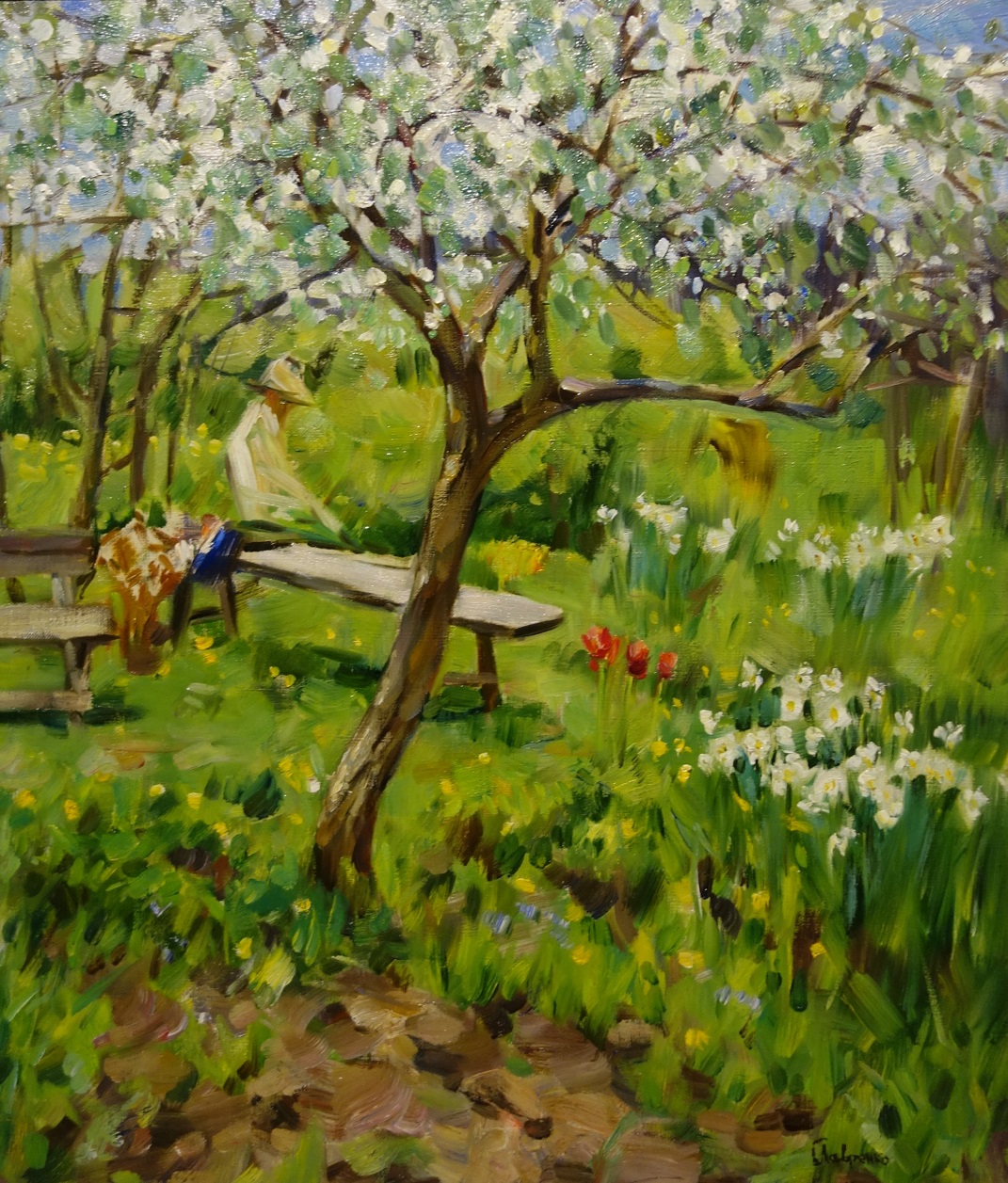 Lavrenko, pittura russa, Impressionismo sovietico, post-impressionismo, giardino, fiori, alberi