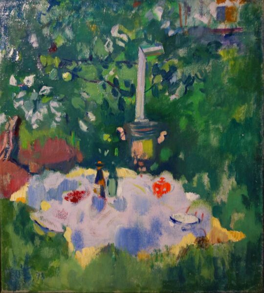 Bogaevskaja, pittura russa, post impressionismo russo, impressionismo sovietico, samovar, picnic