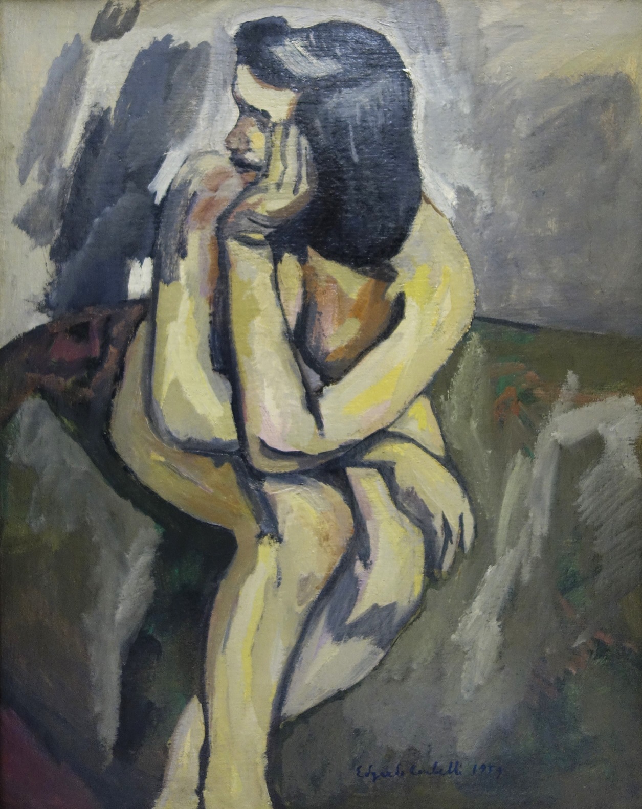 Corbelli, pittura italiana, Novecento, nudo seduto, espressionismo, donna