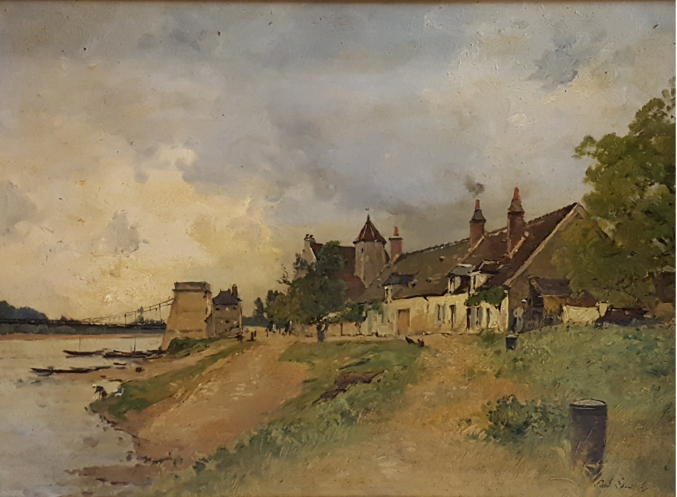 Lecomte, French painting, XIX century, village, landscape