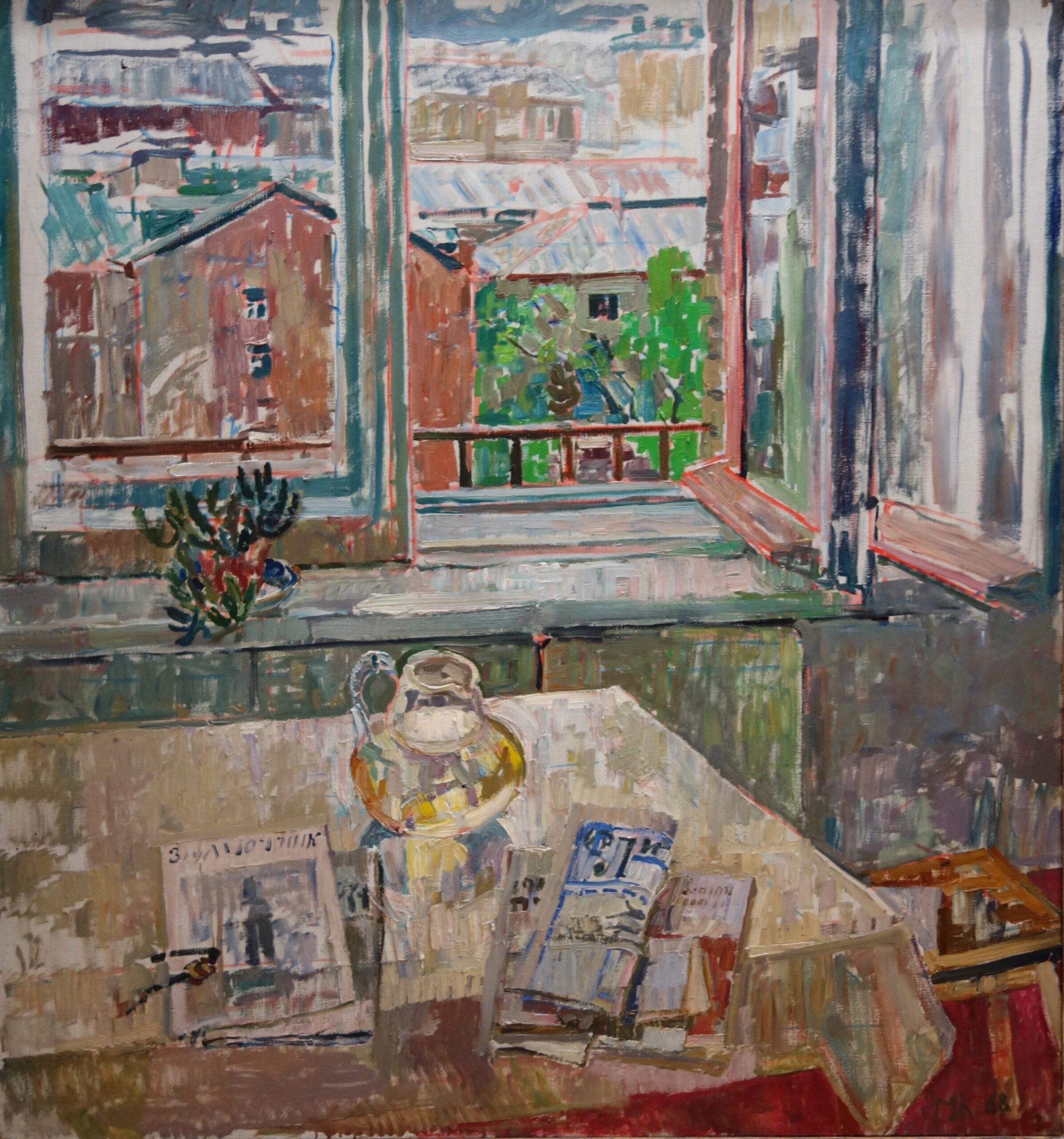 Kopitzeva, Russian painting, Sovietic Impressionism, post impressionism, window, city