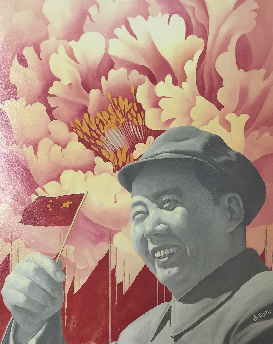 Xu De Qi, pittura cinese, arte contemporanea, Mao, fiori