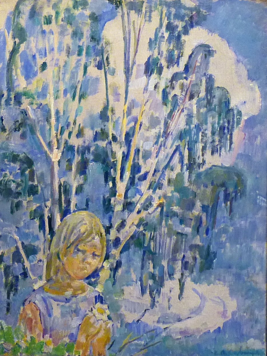 Savinov, pittura russa, post impressionismo sovietico, ragazza, Polja